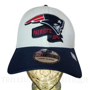 New Era Hat Cap New England Patriots Sideline 39Thirty Chrome White Stretch Fit
